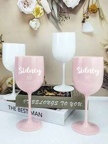 Personalized Acrylic Plastic Champagne Flute, Bridal Party Gift, Bridesmaid Wine Glass, Bachelorette Party Cup, Wedding Decor Stylish, Adorable, Colorful Custom, Personalized, Unique Ideal Gifts For Her Friends, Son, Daughter, School Students - Multicolor - View 7
