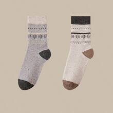 2 Pairs Women's Wool Socks, Warm, Comfortable And Breathable For Winter