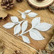 1pc Three Branches Leaf Metal Cutting Dies For Card Making Kit Embossing Paper Die Cuts Scrapbook Machine Stencils Storage Pockets Supplies - Silver - View 5