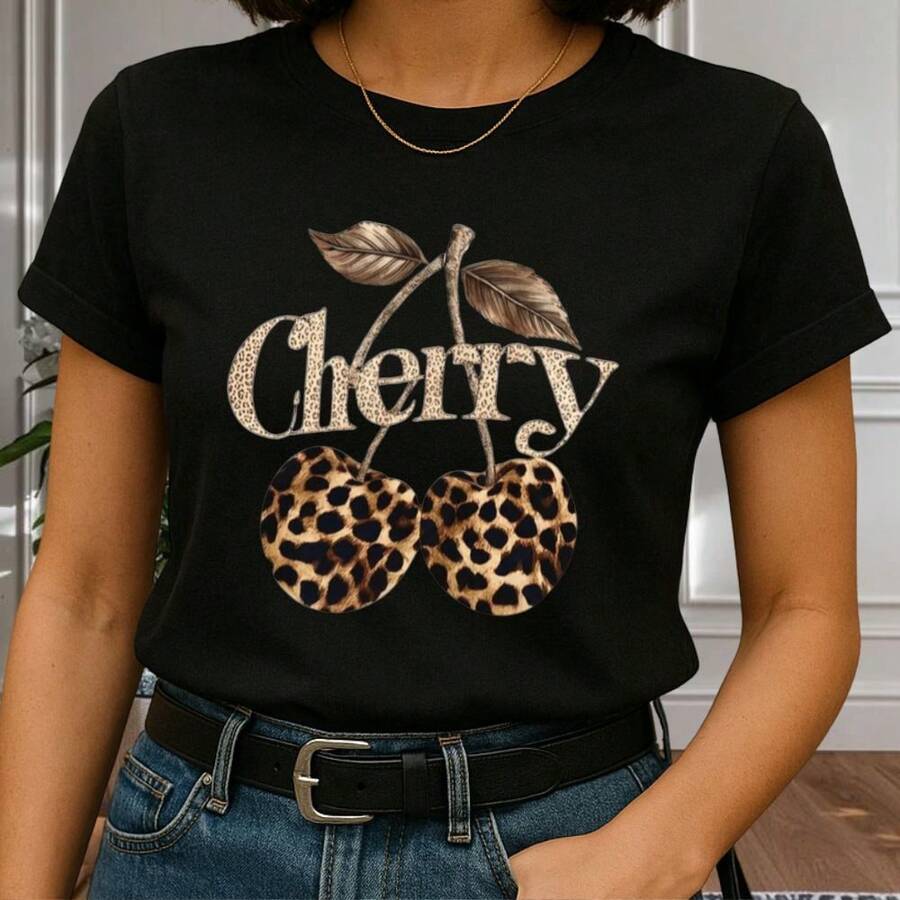 Camiseta T-Shirt Feminina Cherry Lançamento - Preto - Visão 1