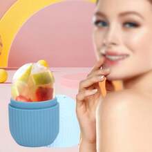 Roller Rodillo de Hielo para la Cara Agarre Antideslizante Rodillos de Hielo para la Cara Silicona Duradera Fácil Operación Molde de Hielo para Belleza Apriete (Azul) - Azul - Ver 1