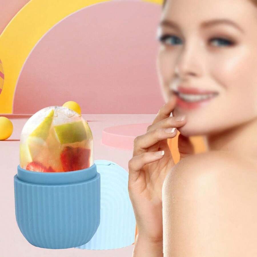 Roller Rodillo de Hielo para la Cara Agarre Antideslizante Rodillos de Hielo para la Cara Silicona Duradera Fácil Operación Molde de Hielo para Belleza Apriete (Azul) - Azul - Ver 1