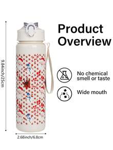 1 pieza Botella de agua de 750ml/26oz de la serie navideña, a prueba de fugas, de gran capacidad, de plástico duradero, adecuada para fitness, deportes al aire libre, regalo de cumpleaños, regalo festivo