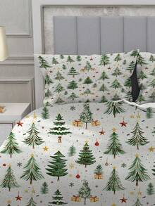 2/3pcs Christmas Tree Bed Comforter Set, Stars, Gift Box Duvet Cover Bed Sheets Set -Bedding Set, With 1 Duvet Cover And 1-2 Pillowcases, King-Size Bedspread, Soft Skin-Friendly Polyester, Machine Washable, Dry Clean,Suitable For Room/Bedroom/Home Decoration.
