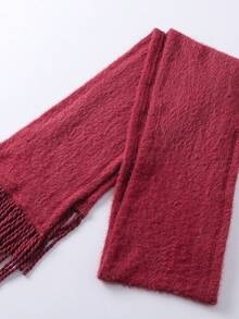 Tenue d'automne élégante et décontractée pour femme de luxe : Cardigan en laine bourgogne avec écharpe à franges, nouvelle collection hiver 2025 pour femmes. Convient pour les fêtes de Noël, Thanksgiving, Halloween, mariages. Top vintage confortable et chaud - Rouge foncé - Voir 11