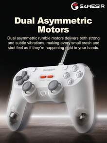 GameSir Tegenaria Lite Wired Symmetrical PC Gaming Controller, Compatible With PC, Switch, Android, IOS Devices And Steam Platform. Features Hall Effect Joysticks, Retro Design, 1000Hz Polling Rate, Analog Triggers, Immersive Vibration Feedback, Membrane Buttons, Ergonomic Design, Turbo Function, 2 Customizable Back Buttons, Gray & White Color - Tegenaria Lite - View 7