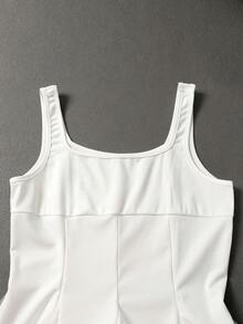 Vestido de tul sin mangas de cuello cuadrado para mujer, vestido de noche elegante, accesorios para el regreso a la escuela