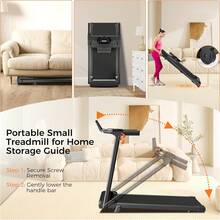 Portable Treadmill With Incline, 3.0HP Walking Pad With Handle Bar, 3-In-1 Foldable Treadmill For Home Office Small Space With Quiet Brushless, 300 LBS Capacity - 黑色 - 查看 9