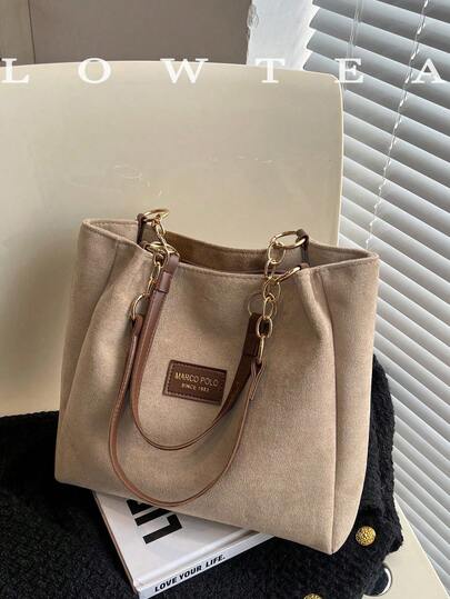 low tea 1pc Solid Color Suede Tote Bag, Large Capacity Shoulder Bag With Zipper, Fashionable For Commuting, Travel, Shopping, Dating, Gifts For Women. Suitable For Teenagers, College Girls, And Young Professionals. Great For Office, College, Work, Business For Teen Girls Women College Students, Teacher, Perfect For Back To School, First Day Of School, Tote Bags For Women, College Essentials, New Autumn And Winter Women Bag, Best Fall Purse, Newest Fashionable Suede Bag For Women, Perfectly Matching With Fall Outfits Women Fall Clothes For Women , Teacher Gift , Office Bag