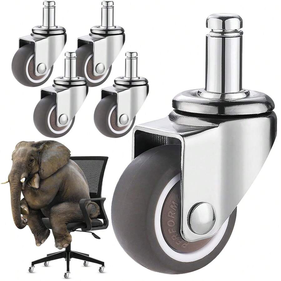 5 piezas Ruedas para Silla de Oficina de 2 Pulgadas.Ruedas para Silla Gamer.Ruedas de Goma Giratorias Silenciosas.Tipo de varilla.Hecho de acero puro, duradero, dirección flexible. - 1 - Ver 1