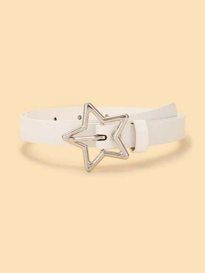 1pc Women's New Fashion Five-Pointed Star Waist Belt, High-Grade PU Leather Belt For Jeans, Dresses, All Season, Suitable For Students