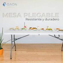 GAON. Mesa Plegable de Plastico Tipo Portafolio 1.80 Metros Portatil para Jardin Interior y Exterior 180. - blanco - Ver 9