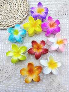 1pc/3pcs/4pcs/6pcs/9pcs 8cm Hibiscus Flower Shaped Hair Clips, Blue/Pink/Purple Lightweight Plastic Bathroom Hair Accessories Suitable For Daily Outing, Casual Party, Commute, Beach Holiday, Ponytail, Bun, Face Washing, Makeup, Outfit Matching Fashion Claw Clips