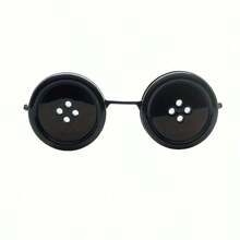 Coralin Buttonhole Glasses - Tim Inspired Iconic Cat Eye Design With Expressive White Lenses And Black Frame - Comfortable Role Play, Halloween, Theme Party Costume Accessories - Officially Inspired Coralin Movie Glasses - 黑色 - 查看 7