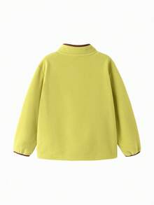 Balabala BalaOne Kids' Anti-Static Fleece Sweatshirt 2025 Winter, Warm Top For Boys & Girls - Yellow Green - View 2
