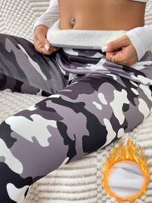 Winter Women Fashion Athletic & Casual Leggings, Multi-Color Camouflage Print Stretchy High Elastic Tights For Fitness Workout, Training, Jogging, Exercise, Yoga, Outdoor Activities, Everyday Wear,