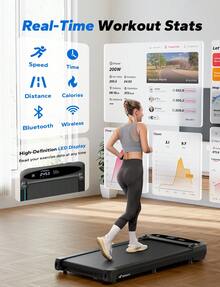 MERACH Walking Pad, 2.75HP Quiet Under Desk Treadmills For Home, Portable Walking Treadmill With Magnetic Remote Control, LED Display, APP - 英規插(220-240V) - 查看 5