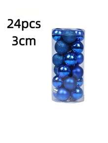 24个3CM/4CM/6CM/8CM。圣诞树装饰球圣诞派对挂球装饰摆件，是家居圣诞装饰礼物。注意：本产品属于手工艺品，可能存在轻微污垢、灰尘、胶印、胶水溢出等痕迹。轻微划痕属于本产品的正常现象，不影响外观或使用注意事项；挂绳随机。
