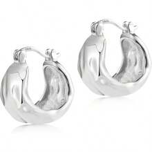 925 Sterling Silver Earrings Hammered Small Chunky Hoop Earrings For Women Hypoallergenic Texture Thick Hoop Earrings Wide Hoop Earrings