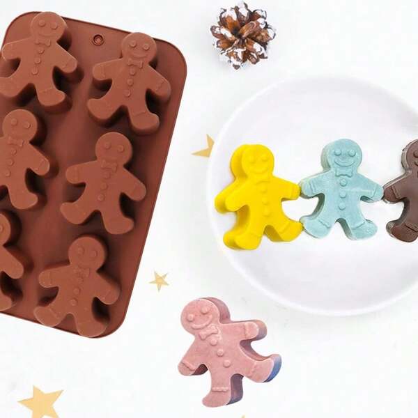 Christmas Meltset Silicone Baking Mold Gingerbread Man Chocolate Mold DIY Soap Mold