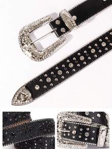 The Y2k Style Western-Style Rhinestone Belt, With A Cross Accessory, Is A Personalized Outfit. The Belt Cinch Is Very Suitable For Daily Wear And Is The Best Gift For Friends, Family And Loved Ones