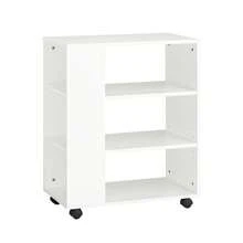 SoBuy FBT68-W, 3 Tiers Storage Shelf On Wheels, Desk Side Printer Shelf, Bookcase Side Table End Table