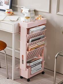 5-Tier Mobile Bookshelf - With 360° Swivel Casters, Easy Assembly, Sturdy Load-Bearing Structure, Space-Saving Vertical Organizer - Suitable For Classrooms, Homes, Offices, Libraries - Can Hold Books, Supplies, Decor