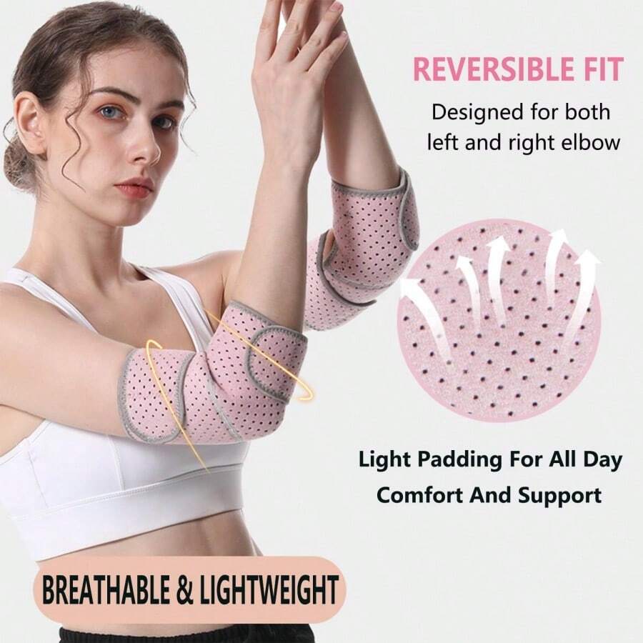 Adjustable Compression Elbow Sleeve, Breathable Mesh Fabric With Dual Straps And Closure Design, Suitable For Gym And Daily Use - Multicolor - View 1