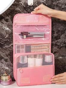 1pc Multi-Functional Travel Toiletry Bag, Hanging Makeup Organizer With Multiple Layers, Portable Cosmetic Storage Bag, Waterproof Toiletry Pouch, Handbag, Large Capacity Perfume Storage Box, Suitable For Toiletries, Makeup Brushes, Stationery, Sanitary Napkins, Lipstick, Cosmetic Pencils, Eye Shadow, Christmas Gift, Valentine's Day Gift, Suitable For Mother, Friends, Teachers - White - View 18