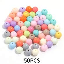 10-100 hạt/gói, hạt acrylic tròn màu trơn 6-20mm, kích thước ngẫu nhiên, thời trang giản dị dễ thương nhiều màu sắc trang trí Giáng sinh thủ công DIY, thích hợp làm vòng tay tình bạn, vòng cổ, trang sức, mặt dây chuyền, móc khóa, đồ trang trí. - Trộn màu ngẫu nhiên - lỗ nhỏ - Xem 14