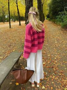 Große Größen Koreanischer Stil Weihnachten Lässig Boho Urlaubs-Party Vintage Frauen Altes Geld Stil Süß Flughafen Streetwear Country Konzert Ausgehen Oberteile Cosplay Halloween Kostüm Halloween 2025 Sexy Hexe Kostüm Ausgehen Herbst Frauen Schulanfang Y2K Country Konzert Herbst Winter Für Frauen Goth Steampunk Frauen Boho Urlaubs-Party Rundhals Einfarbig Kontrast Streifen Regular Lässig Strick Pullover