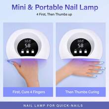 UV LED Nail Lamp, 54W UV Light For Gel Nails With Automatic Sensor And 3 Timer Settings, Professional Nail Dryer Gel Polish Nail Art Tools, USB Portable, Ideal Graduation Gift, Beige - 米色 - 查看 6