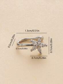 4pcs Fashion Charm Minimalist Copper Embedded Cubic Zirconia Clover Nostril Hoop, Fake Nose Piercing, Suitable For Women Daily Wear Body Jewelry, Piercing Accessory, Gift For Friend