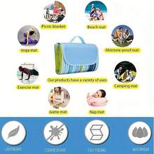 Sand-Proof Beach Mat & Portable Outdoor Pad - Large Sand-Proof Camping, Picnic, Hiking Floor Mat - Seasonal Lightweight Mat, Suitable For Swimming Pool Sides, Backyards - 藍色 - 查看 9