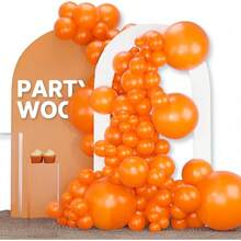 PartyWoo - Globos blancos de 120 piezas de diferentes tamaños, paquete de 18, 12, 10, 5 pulgadas, kit de de globos de látex blanco mate para boda, novia, graduación, shower, decoraciones de - Mandarina Naranja-y9 - Ver 2