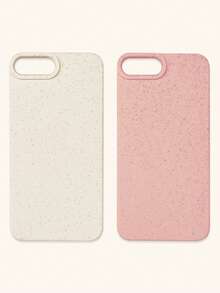 2pcs Wheat Straw Phone Cases, Minimalist Solid Color Phone Cases, Pink & White Phone Cases, Compatible With IPhone & Galaxy, 16, 16 Pro Max, 16 Pro, 16 Plus - Multicolor - View 6