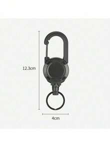 Llavero retráctil con cuerda de acero de 60 cm, mosquetón, colgante de insignia táctica - Equipo multifuncional para exteriores para camping, senderismo, pesca, golf - Organizador de llaves antirrobo para hombres y mujeres