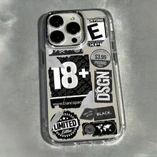 1pc Metal Transparent Personalized English Logo Design Mobile Phone Case, Compatible With IPhone 16 Pro Max/15/14 Plus/13/12/11, Protective Shell Waterproof Shockproof Anti-Fall Scratch Resistant - 型號2(1台) - 查看 1