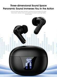 Tai nghe nhét tai Bluetooth không dây Lenovo XT58, nhét tai, chất lượng âm thanh cao, khử tiếng ồn cuộc gọi, thích hợp cho chơi game thể thao, tương thích với iPhone và Android, màn hình kỹ thuật số thông minh - màu đen - Xem 3