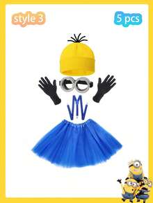 4/6 PCS Minions Hat Glove Set Halloween Costume Props Cosplay Role-Playing, The Best Holiday Gift For Good Friends, Party Atmosphere Decoration, Perfect Party Decoration, Home Decoration Ornaments, Perfect Room Decoration, Christmas Gifts Valentine's Souvenir,Cute Aesthetic,Valentine Day, Gifts,Decorations,Home Decor,Valentines Giftsdisfraz Amigas - Multicolor - View 13