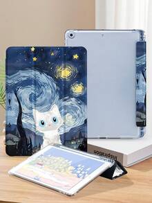 White Cat Tablet Case With Van Gogh Starry Sky Pattern, Compatible With IPad 9.7/10.2/10.5/10.9/12.9/Pro 11, 10th Generation, Compatible With Samsung Galaxy Tab S6 Lite 10.4-Inch, Compatible With Kindle Paperwhite 12th Gen 2024, Kindle (11th Generation) 2022 Release, Soft Fall Protection, Smart Stand/Auto Wake/Sleep