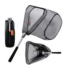 Fish Net, Aluminum Alloy Fine Mesh Fish Scooper Net Expandable Fishing Net With Handle - Black - View 2