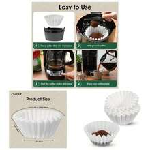 Basket Coffee Filters 8 - 12 Cup, Count Flat Bottom Paper Filters Drip Coffee Makers, Compatible With Mr. Coffee, BLACK+DECKER, White - 100 計數 - 查看 1