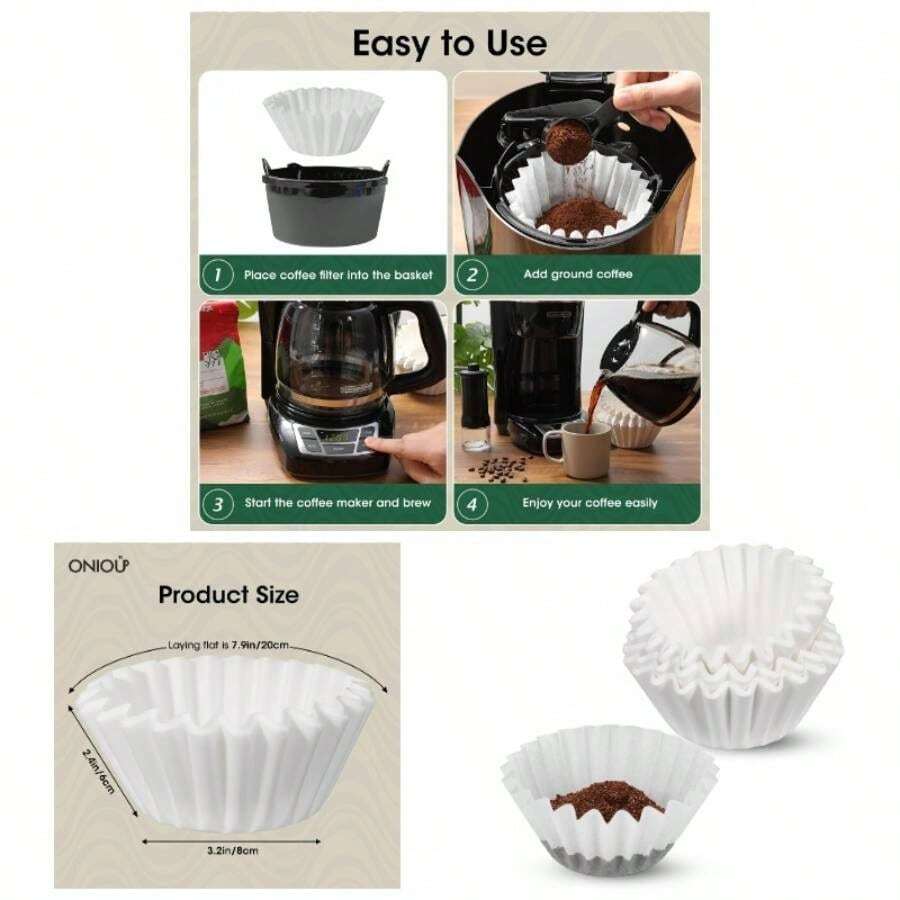 Basket Coffee Filters 8 - 12 Cup, Count Flat Bottom Paper Filters Drip Coffee Makers, Compatible With Mr. Coffee, BLACK+DECKER, White - 100 計數 - 查看 1