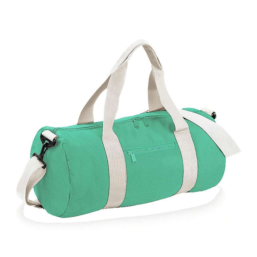 Bagbase Plain Varsity Barrel / Duffle Bag (20 Litres) (Mint Green/Off White) - 100% Polyester - (BC2526) - Green - View 1