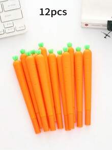12pcs/Set Cute Cartoon Radish Shaped Neutral Pens, High-Quality Student Stationery, Creative Children's Festival Gift, Black Ink