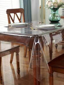 1pc Rectangular PVC Transparent Tablecloth, Easy To Clean, Waterproof Table Mat, Living Room Kitchen Dining Table Coffee Table Decor, Protect Tabletop, Multi-Functional Clear Film Can Be Trimmed, Daily Life Outdoor Picnic Party Tablecloth, Coffee Table Mat, Holiday Tablecloth