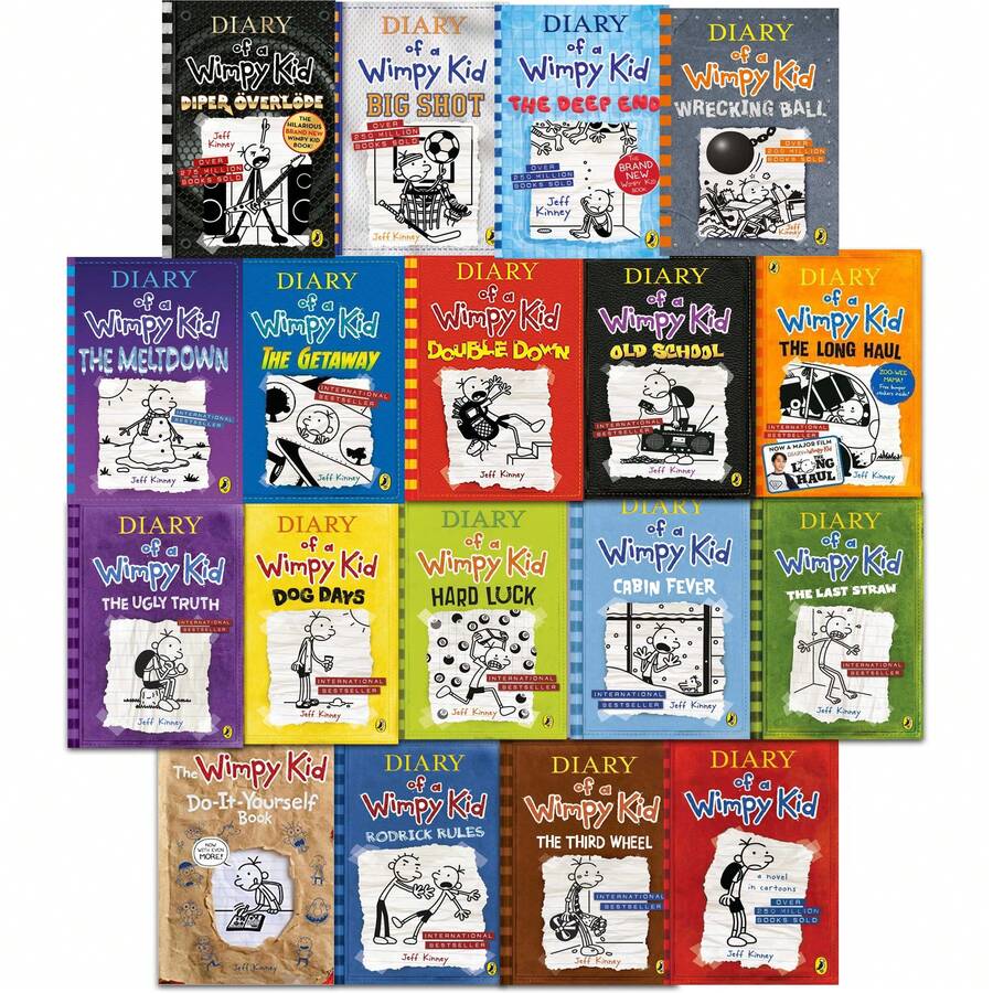 Diary Of A Wimpy Kid Collection 18 Books Set Diper OEverloede, Big Shot, The Deep End, Wrecking Ball - 套裝 - 查看 1