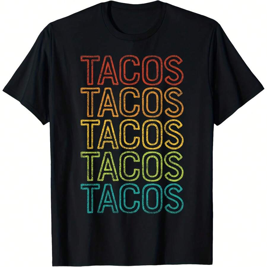 Retro Cinco de Mayo Tacos Taco Tuesday Vintage Mexican Food T-Shirt  Women'S T-Shirt Gift T-Shirt  Sports ,Comfortable home wear, Casual fashion,Sizes S - 5XL Black