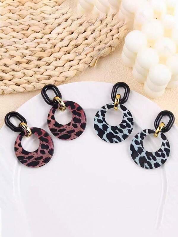 1 Stück modische Leopard Muster Cut Out geometrische Acryl Ohrringe zum Baumeln, geeignet für den täglichen Gebrauch, als Geschenk und für Partys